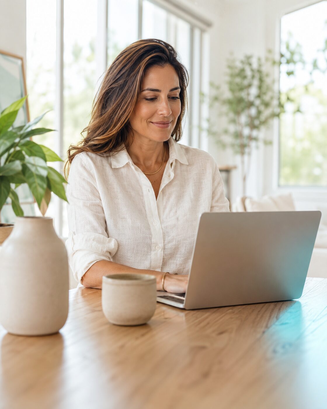 Cliente vendo o site de um negócio, sem pressa.